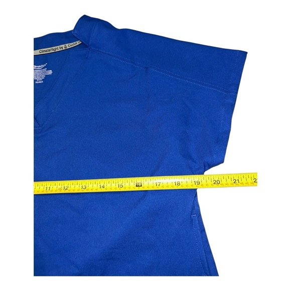 Climate Right Cuddl Duds Women’s Woven Twill Scrub Top V-neck Blue XS - Picture 5 of 8